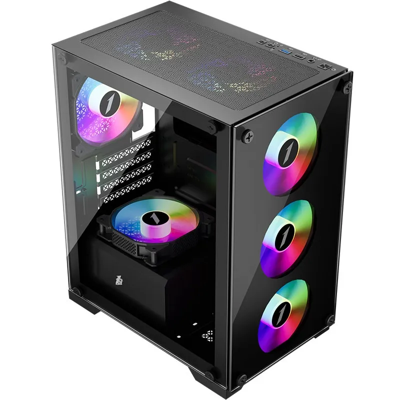 Корпус 1stPlayer X2-M-BK-4F1-PS-600FK-EU Black 600W - мініатюра 6