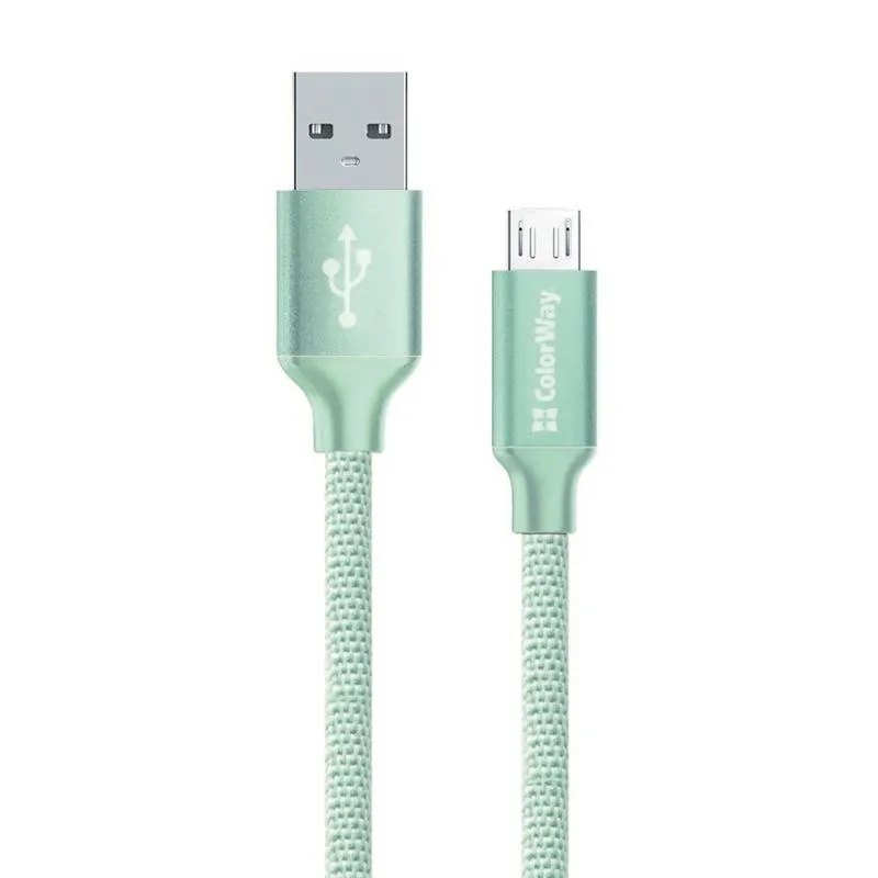 Кабель ColorWay USB - micro USB (M/M), 2.4 А, 2 м, Mint (CW-CBUM009-MT) - зображення 1
