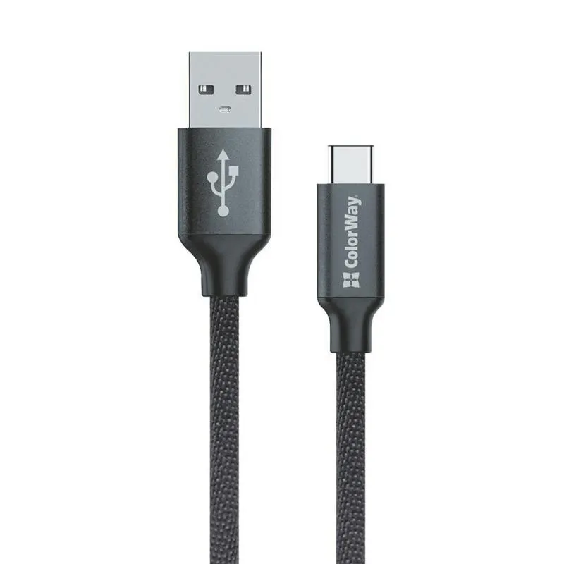 Кабель ColorWay USB - USB-C (M/M), 2 м Black (CW-CBUC008-BK) - зображення 1
