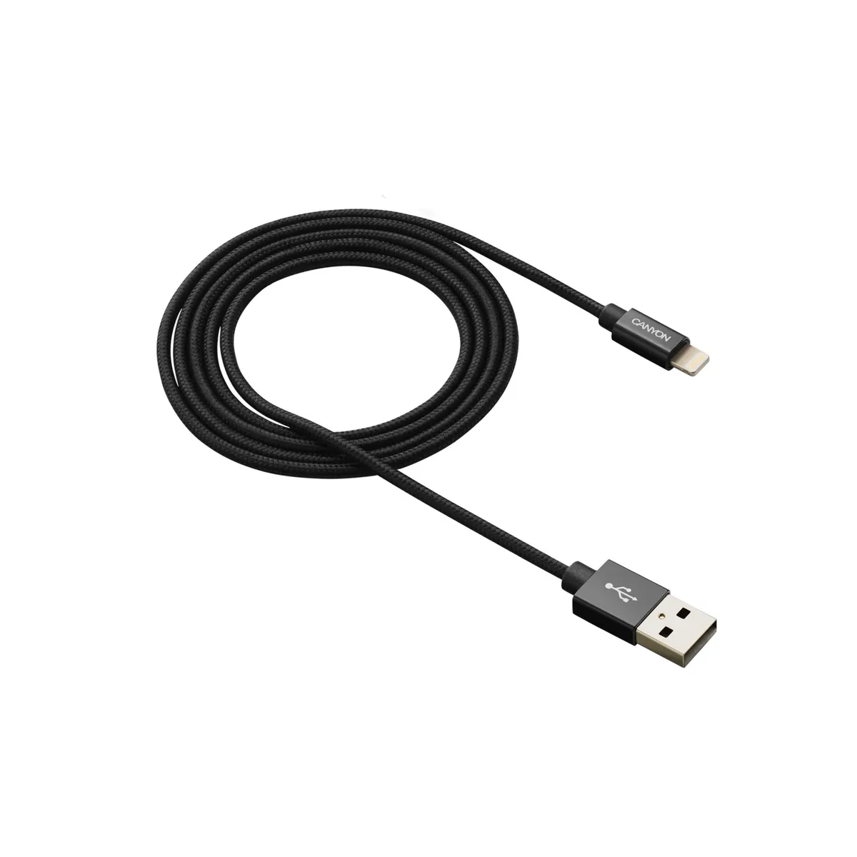Кабель Canyon USB - Lightning (M/M) 0.96 м, Black (CNS-MFIC3B) в обплетеннi - мініатюра 2