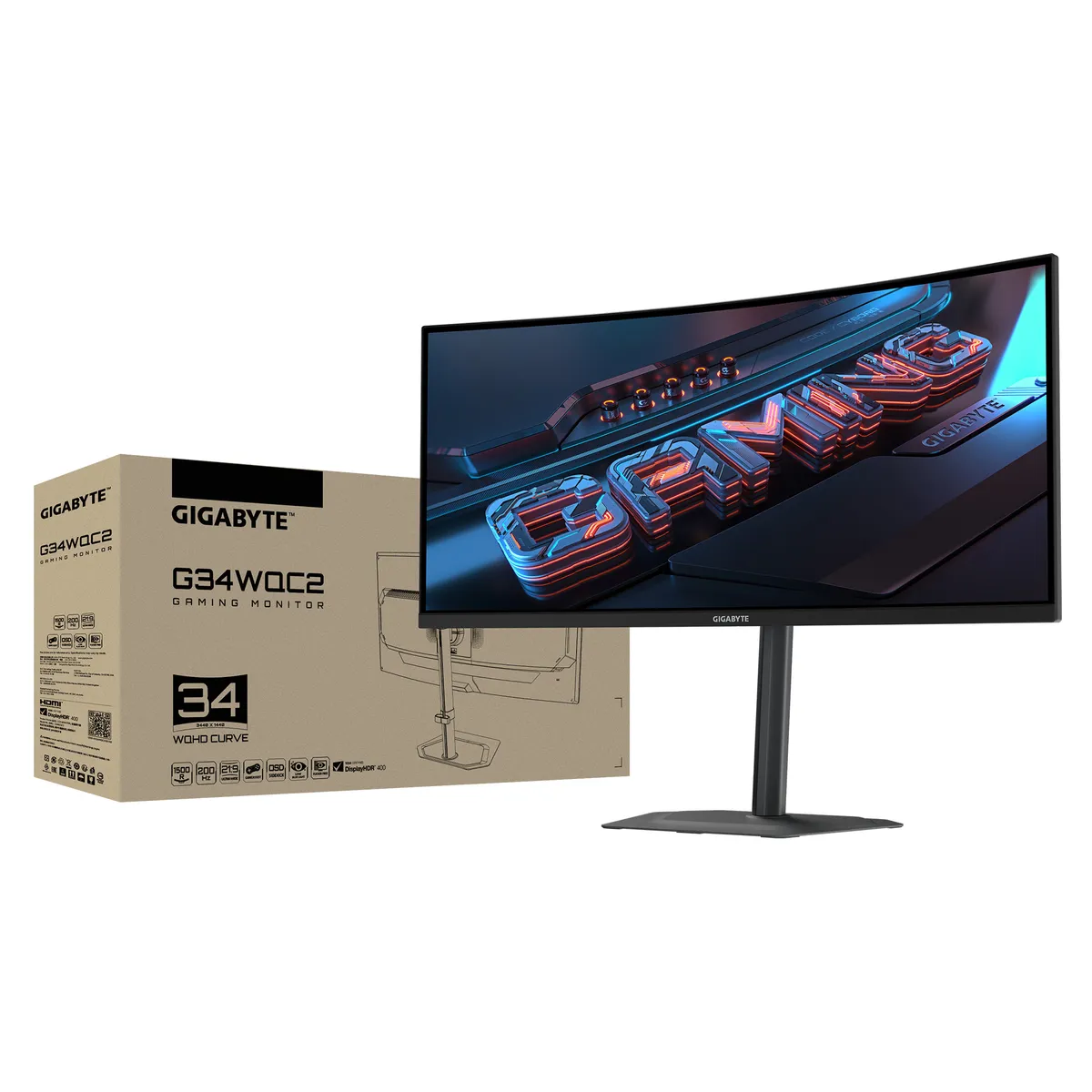 Монітор Gigabyte 34" Gaming G34WQC2 VA Black Curved 200Hz - мініатюра 7