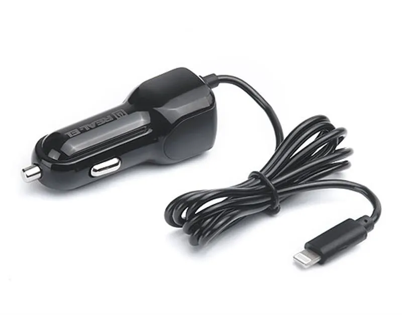 Автомобільний зарядний пристрій REAL-EL CA-17 (2USB, 2.1A) Black + кабель Lightning - мініатюра 6