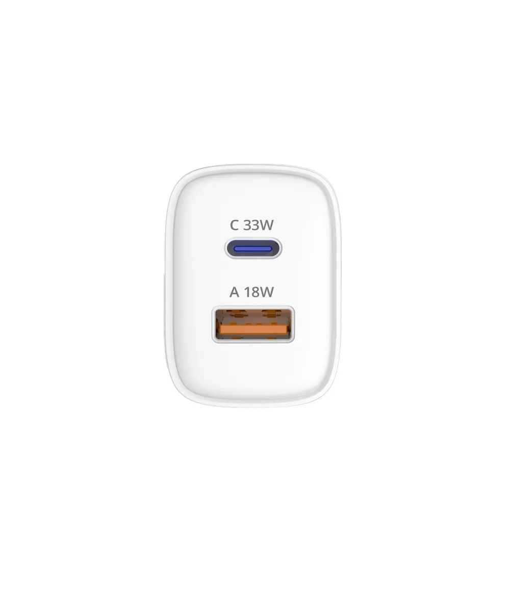 Мережевий зарядний пристрій Sigma mobile X-power 33W GaN, PD, QC (1xUSB-C + 1xUSB-A) White (PS33-01) - мініатюра 12
