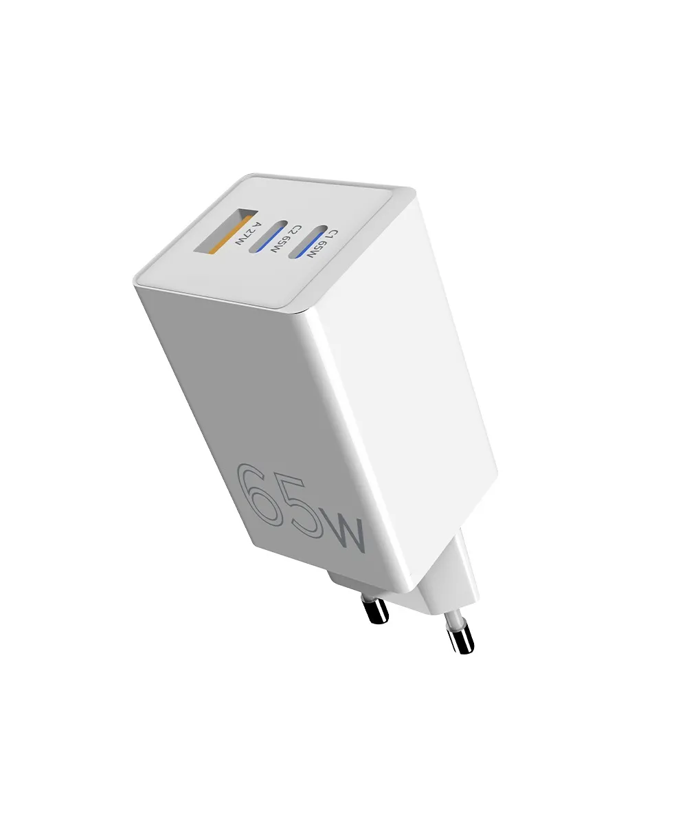 Мережевий зарядний пристрій Sigma mobile X-power 65W GaN, PD, QC (2xUSB-C + 1xUSB-A) White (PS65-01) - мініатюра 4