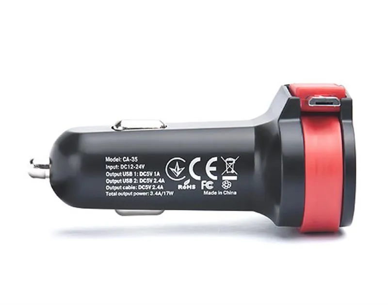 Автомобільний зарядний пристрій REAL-EL CA-35 (3USBx3.4A) Black/Orange + кабель microUSB - мініатюра 4