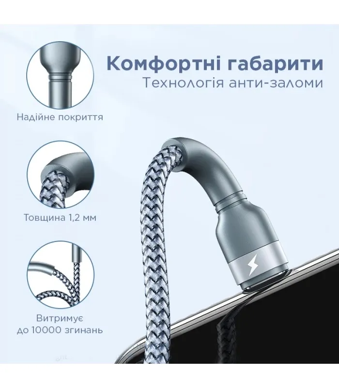 Кабель Remax Jany Series USB - micro USB, 1m Silver (RC-124m) - мініатюра 2