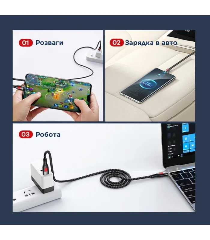 Кабель Remax Lesu USB Type-C - USB Type-C 65W, 1м, Black (RC-195) - мініатюра 2