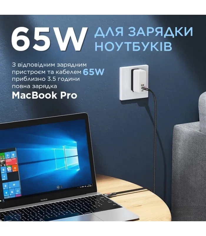 Кабель Remax Lesu USB Type-C - USB Type-C 65W, 1м, Black (RC-195) - мініатюра 3