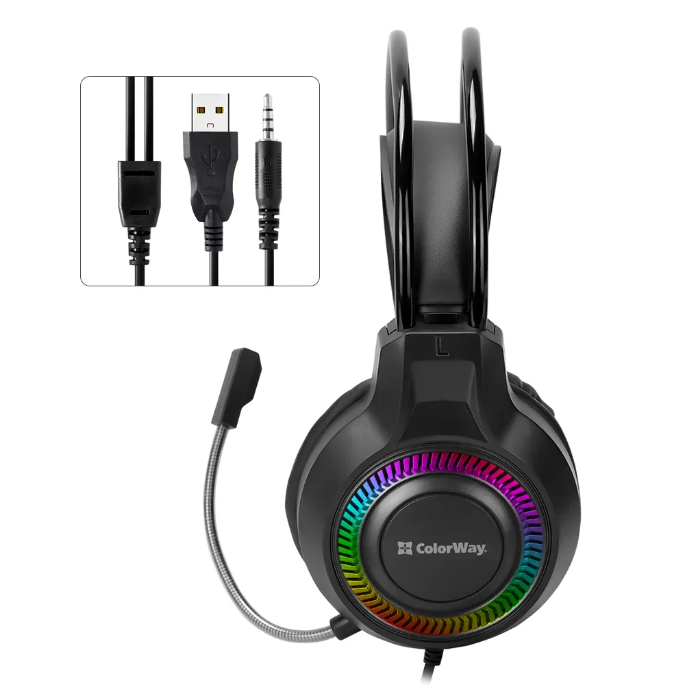 Гарнітура СolorWay GlowCore RGB Black (CW-HPG02BK) - мініатюра 3