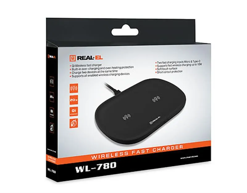 Бездротовий зарядний пристрій REAL-EL WL-780 3A 20W Black - мініатюра 7