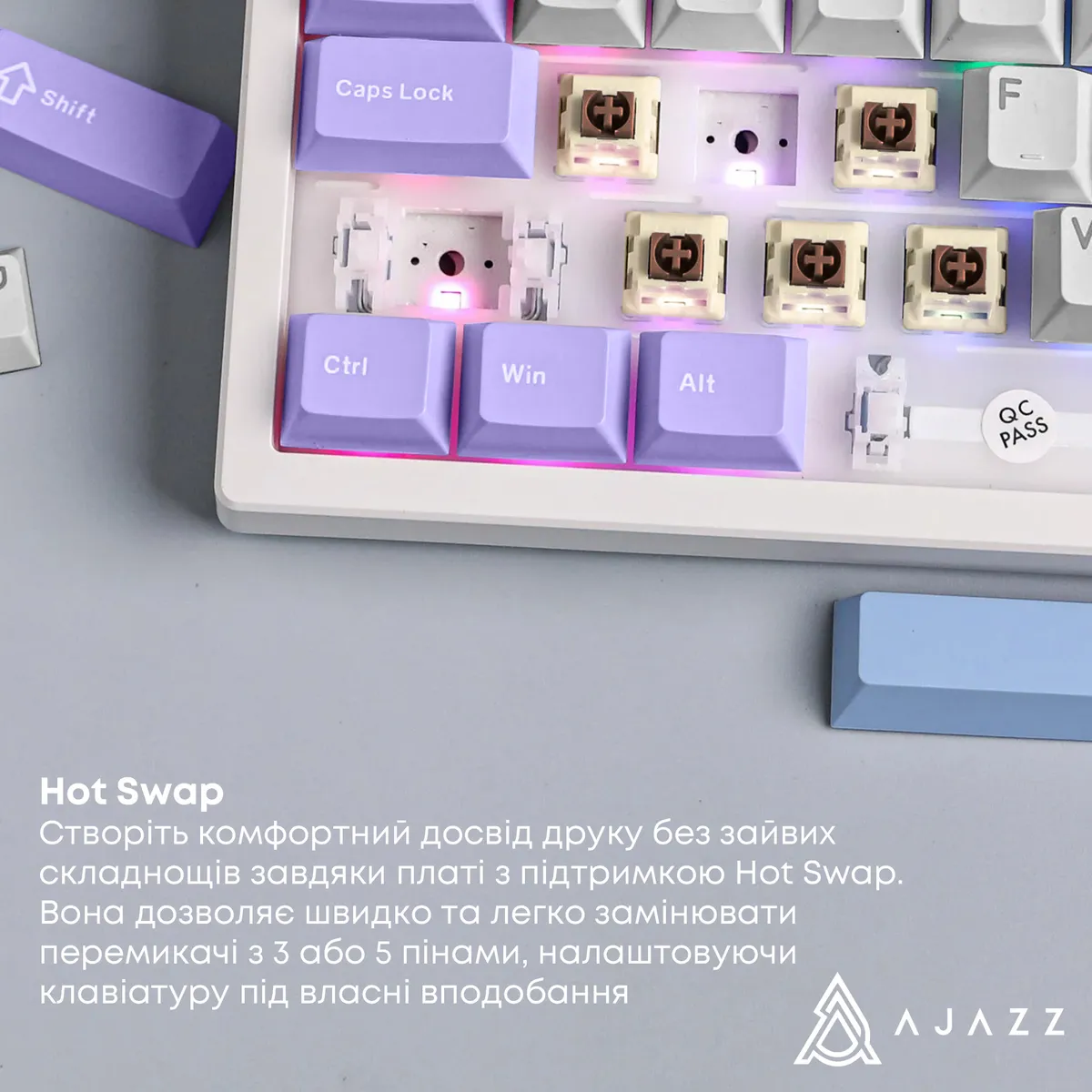 Клавіатура бездротова Ajazz AK980 V2 Maillard Switch White (AK980-V2-M-PWB) - мініатюра 13