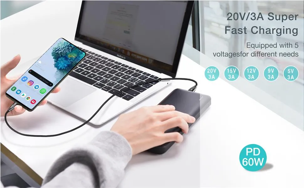 Кабель Choetech USB Type-C - USB Type-C (M/M) 100W, 1 м Black (XCC-1008) - мініатюра 7