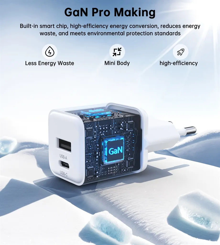 Мережевий зарядний пристрій Choetech (USB-C+USB-A) White (PD5012-EU-WH) - мініатюра 4