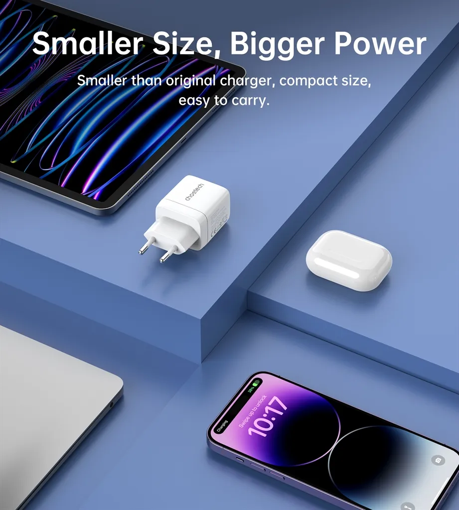 Мережевий зарядний пристрій Choetech (USB-C+USB-A) White (PD6052-EU-WH) - мініатюра 9