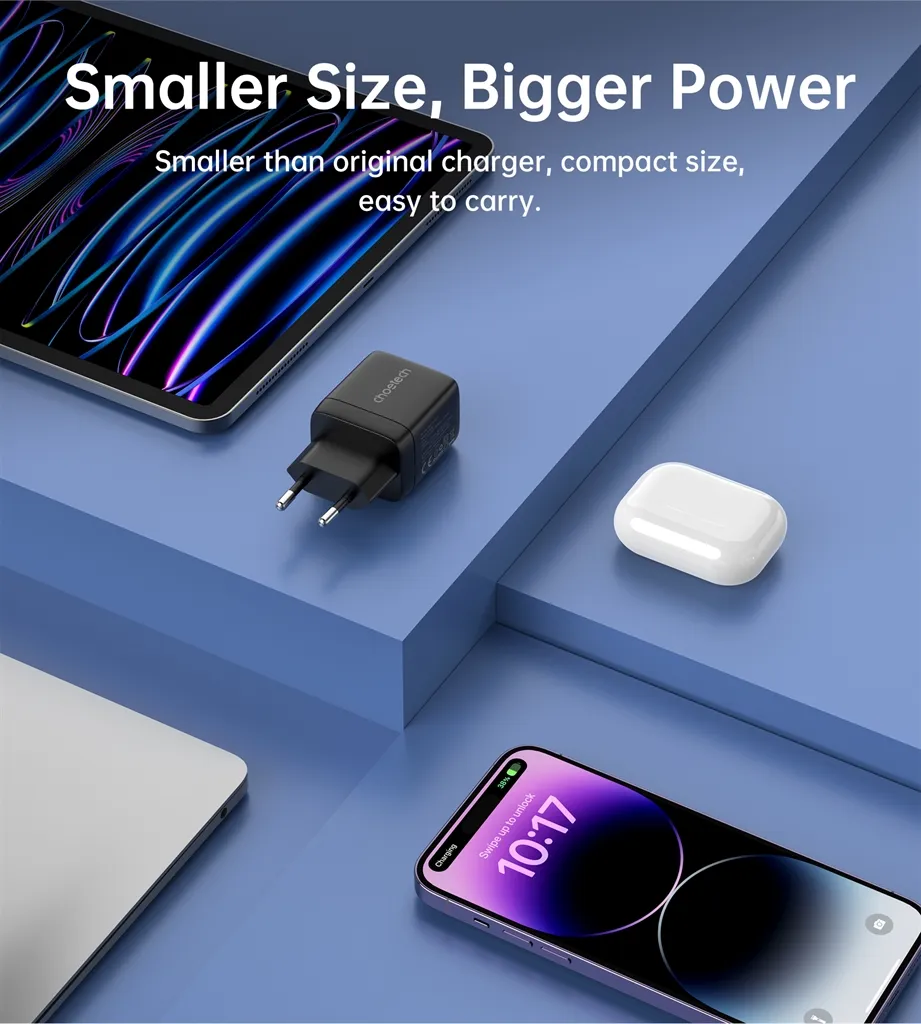 Мережевий зарядний пристрій Choetech (USB-C+USB-A) Black (PD6052-EU-BK) - мініатюра 9