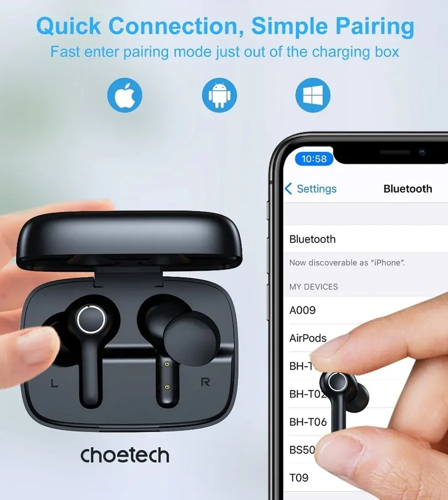 Bluetooth-гарнітура Choetech BH-T06 TWS bluetooth - мініатюра 5