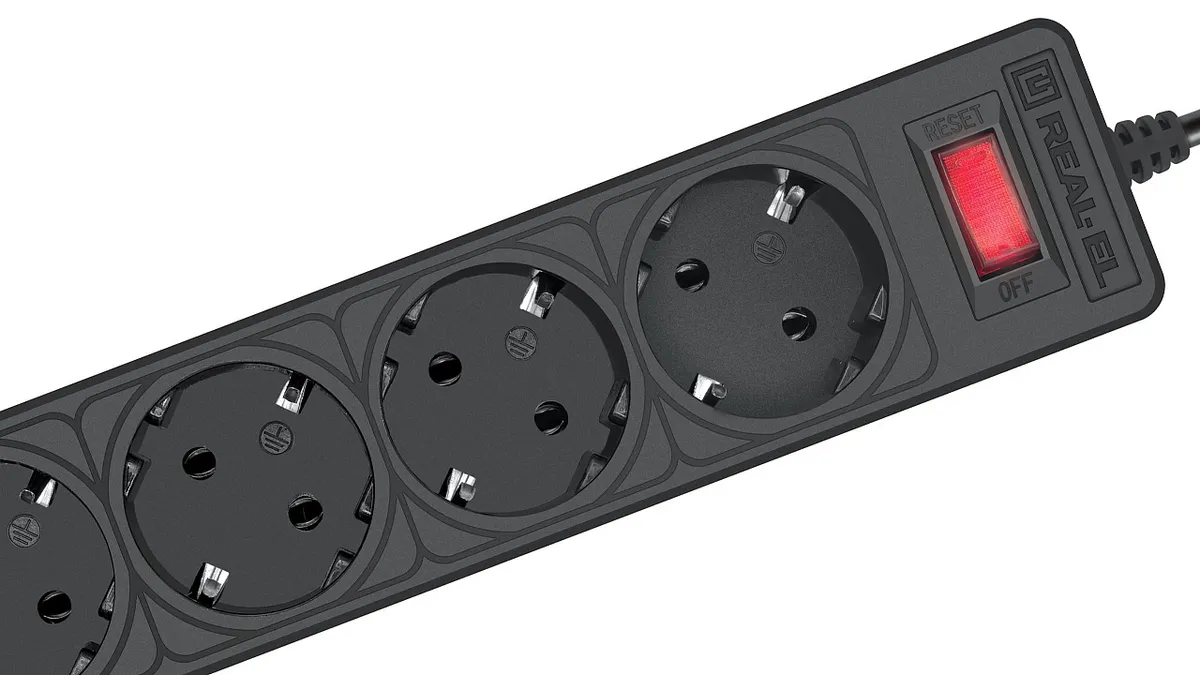 Фільтр живлення REAL-EL RS-Protect 505 1.8 м Black (EL122300044) - мініатюра 2