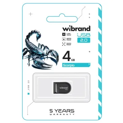 USB флеш накопичувач Wibrand 4GB Scorpio Black USB 2.0 (WI2.0/SC4M3B) - мініатюра 2