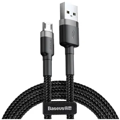 Дата кабель USB 2.0 AM to Micro 5P 1.0m 2.4A grey-black Baseus (CAMKLF-BG1) - мініатюра 2