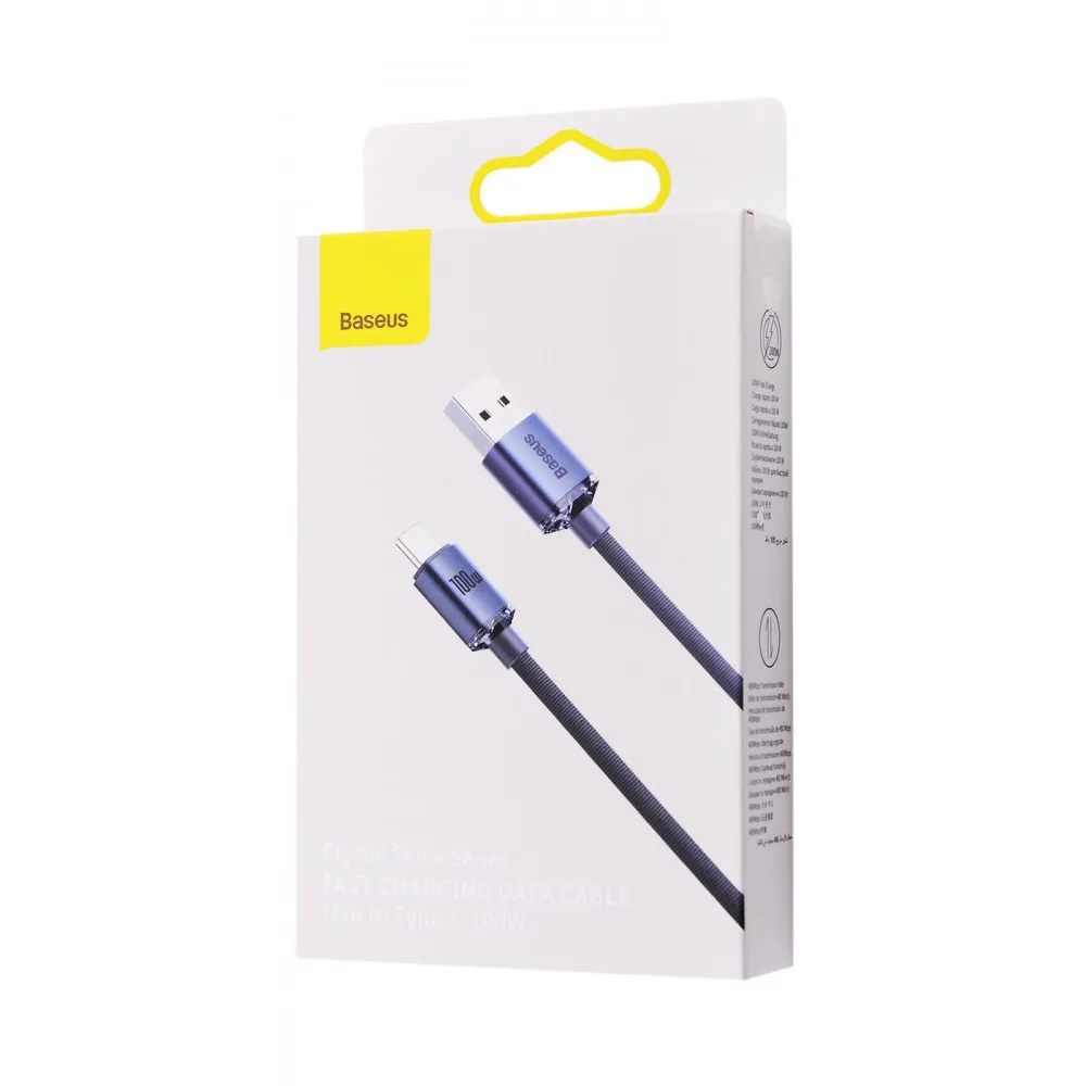 Кабель Baseus Crystal Shine Series Fast Charging Type-C 100W (1.2m) blue - мініатюра 2