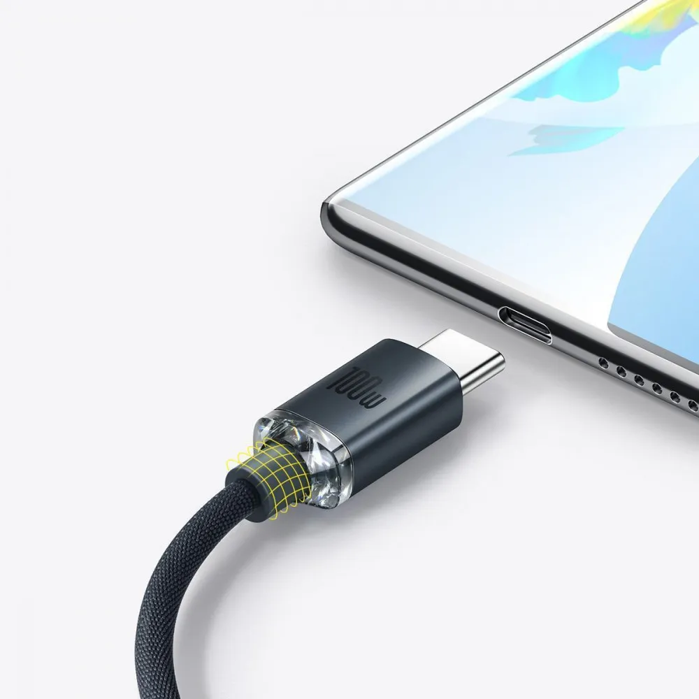 Кабель Baseus Crystal Shine Series Fast Charging Type-C 100W (1.2m) blue - мініатюра 4
