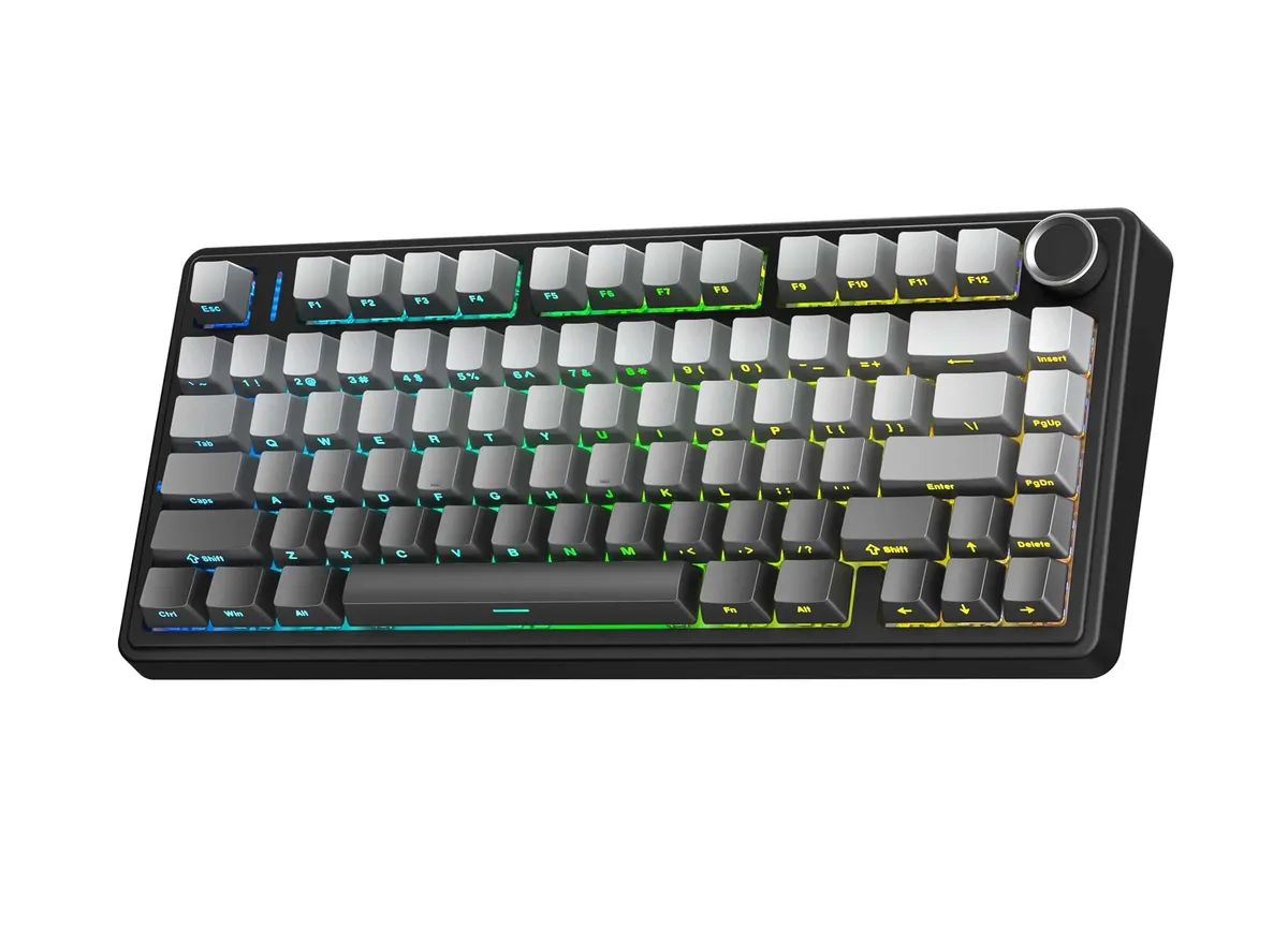 Клавіатура бездротова AULA F75 Gasket Reaper switch Hot-Swap, PBT, 2.4G wireless, BT, Black/Grey - мініатюра 2