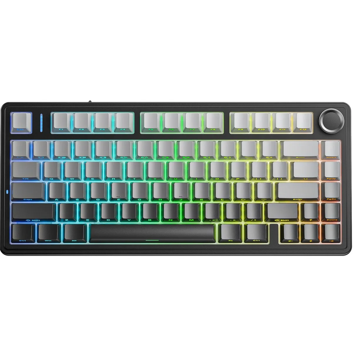 Клавіатура бездротова AULA F75 Gasket Reaper switch Hot-Swap, PBT, 2.4G wireless, BT, Black/Grey - мініатюра 6