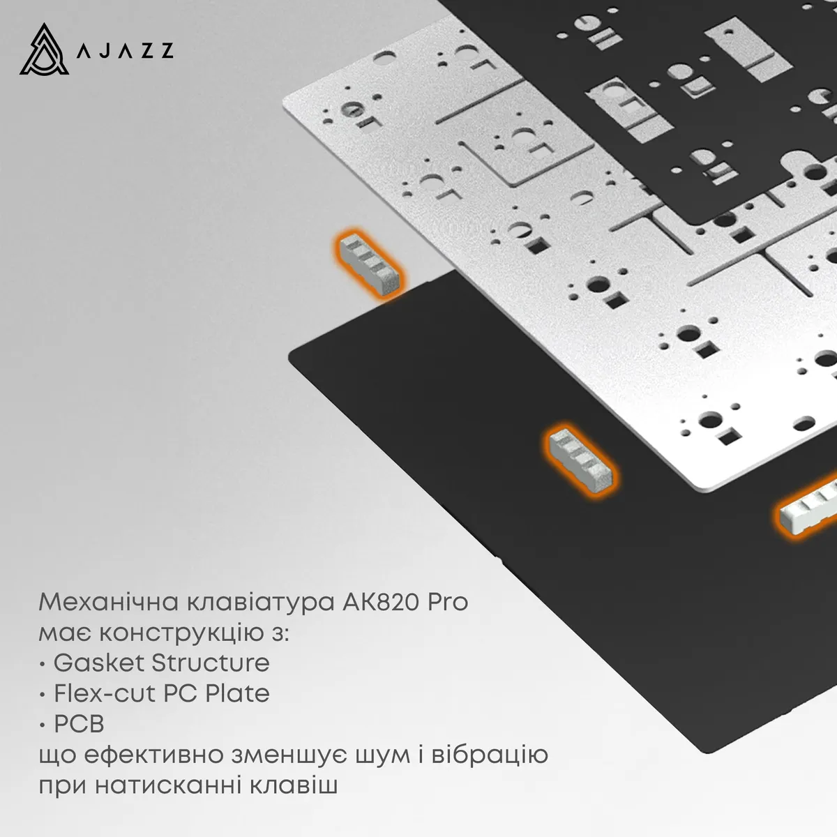 Клавіатура Ajazz AK820 Pro RGB Flying Fish Switch Wireless With Screen (AK820PRO-FF-PWB) Purple - мініатюра 11