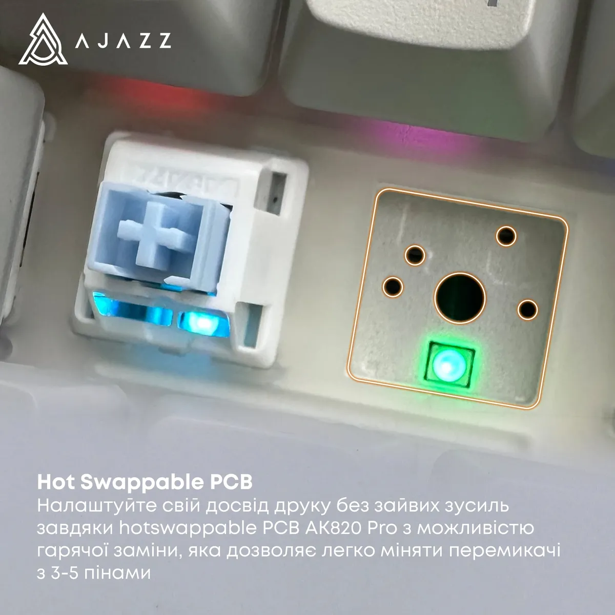 Клавіатура Ajazz AK820 Pro RGB Flying Fish Switch Wireless With Screen (AK820PRO-FF-PWB) Purple - мініатюра 13