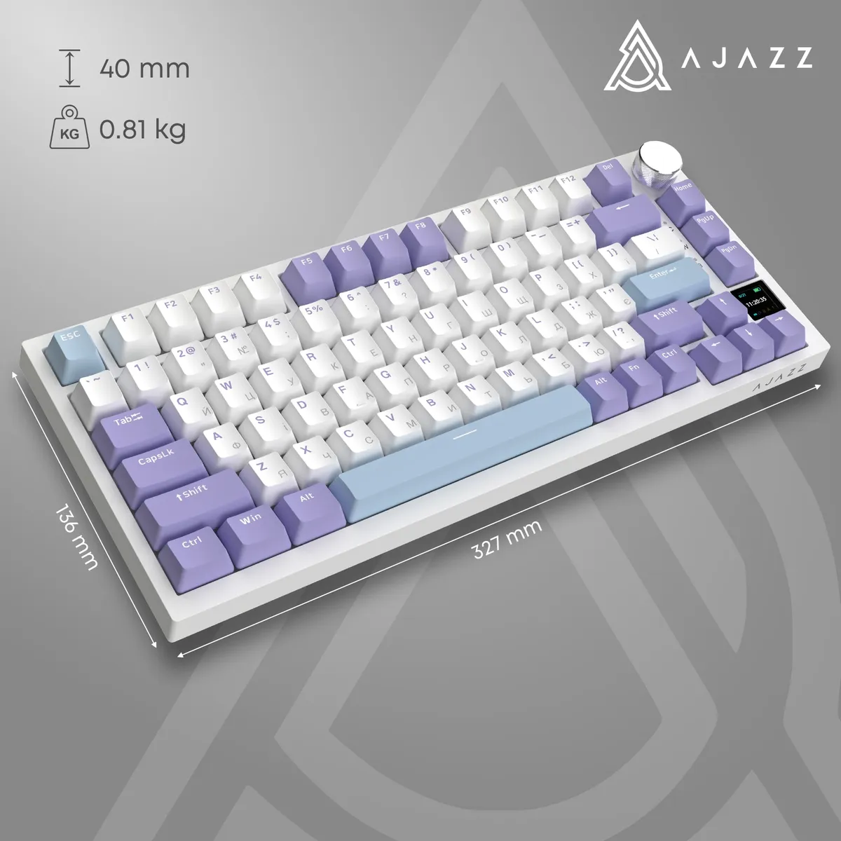 Клавіатура Ajazz AK820 Pro RGB Flying Fish Switch Wireless With Screen (AK820PRO-FF-PWB) Purple - мініатюра 14