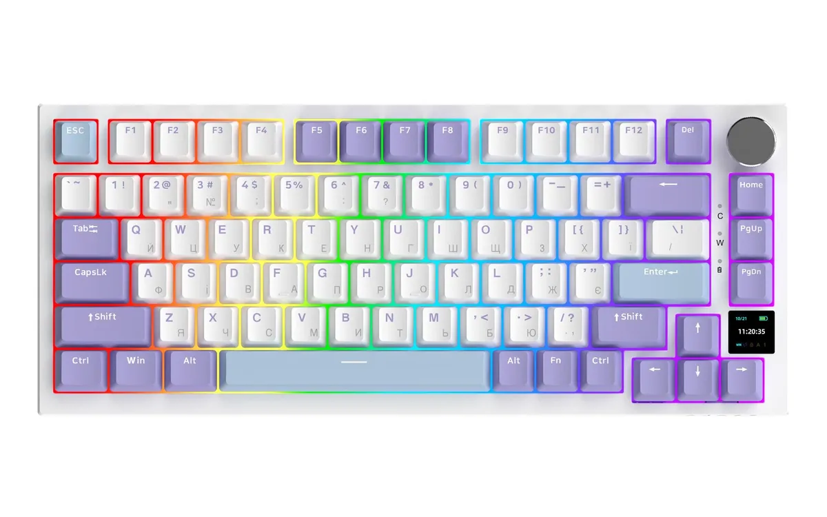 Клавіатура Ajazz AK820 Pro RGB Flying Fish Switch Wireless With Screen (AK820PRO-FF-PWB) Purple - мініатюра 2
