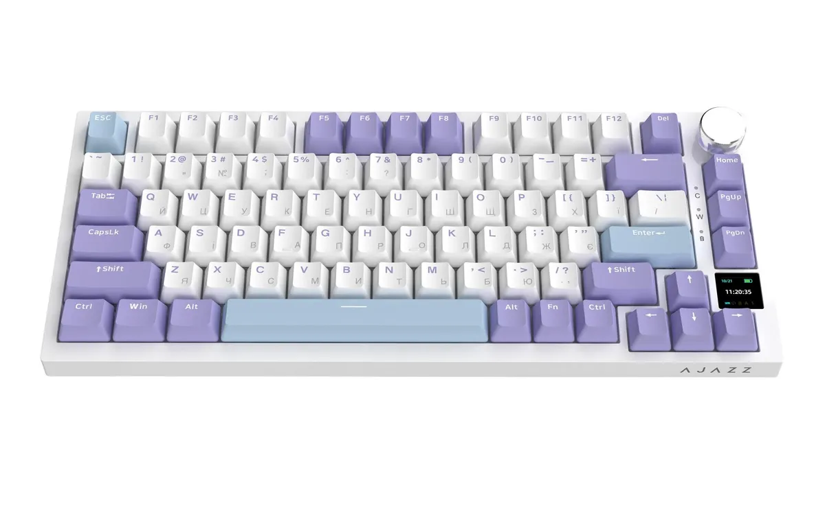 Клавіатура Ajazz AK820 Pro RGB Flying Fish Switch Wireless With Screen (AK820PRO-FF-PWB) Purple - мініатюра 5