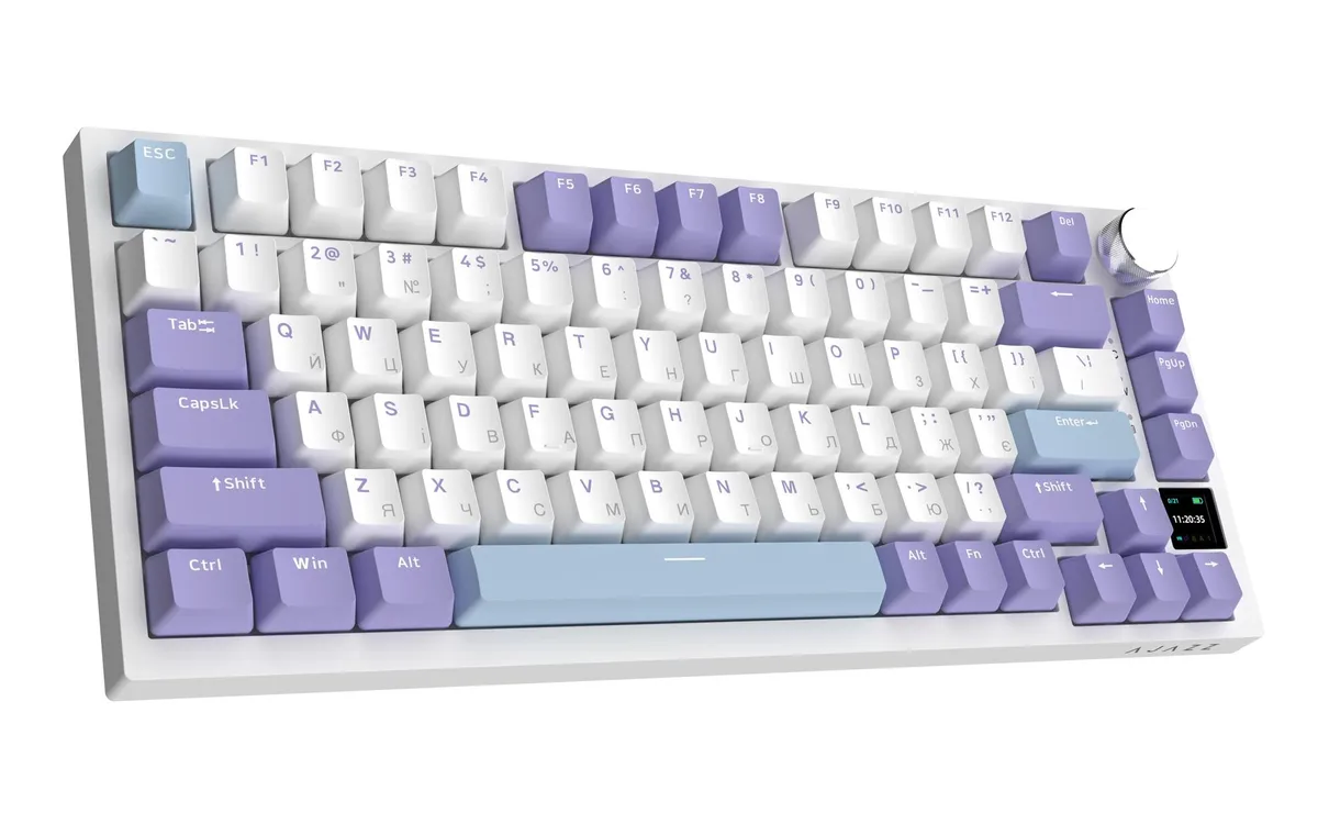 Клавіатура Ajazz AK820 Pro RGB Flying Fish Switch Wireless With Screen (AK820PRO-FF-PWB) Purple - мініатюра 6