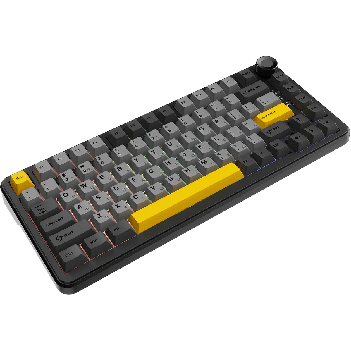 Ігрова механічна клавіатура AK820 MAX Magnetic switches-Black-Gray-Yellow-RGB - мініатюра 5