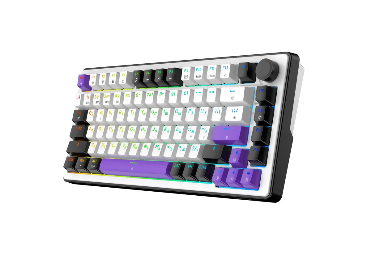 Клавіатура бездротова Hator Hellyberry HK75 Wireless White/Violet - мініатюра 3