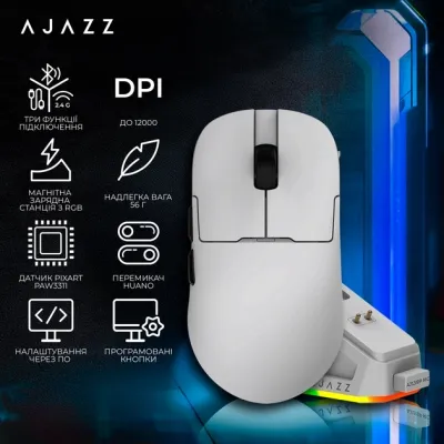 Миша бездротова Ajazz AJ159P MC White (AJ159P-MC-W) - мініатюра 6