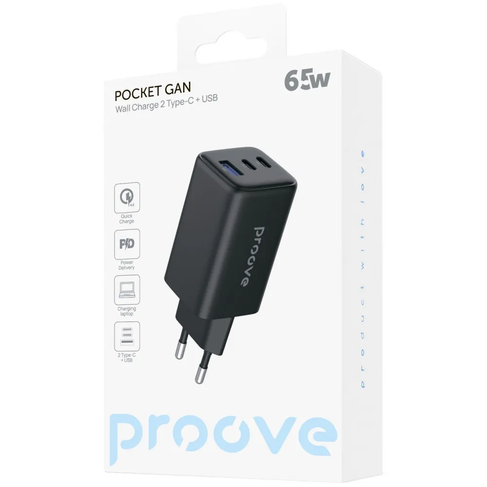 Мережевий ЗП Proove Pocket GaN 65W 3USB (2USB-C+USB) White (WCPG65121202) - мініатюра 2