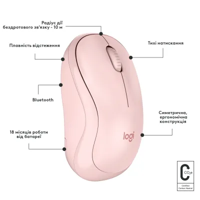 Мишка Logitech M240 Silent Bluetooth Rose (910-007121) - мініатюра 8
