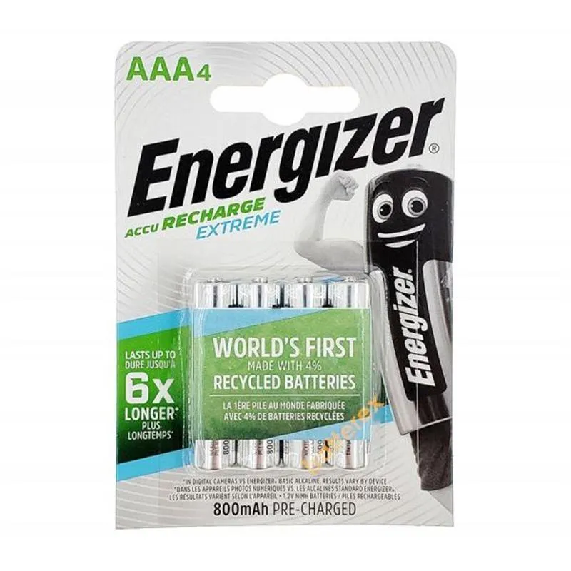Акумулятори Energizer Recharge Extreme AAA/HR03 LSD Ni-MH 800 mAh BL 4шт - зображення 1