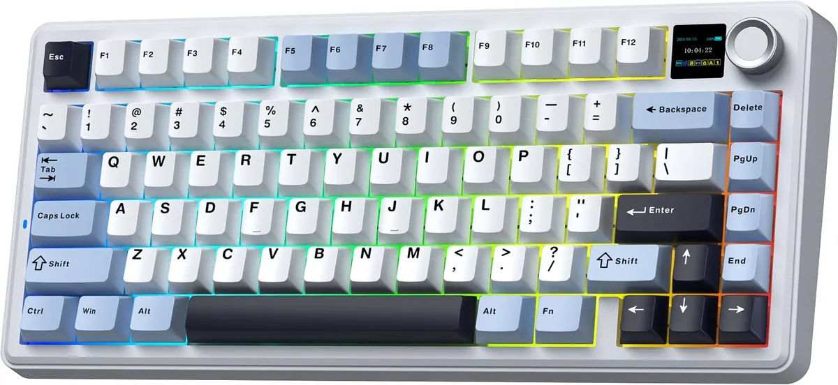 Клавіатура бездротова AULA F75 MAX Wireless Gasket Keyboard Reaper switch, 2.4G, BT, white, EN/UA - мініатюра 4