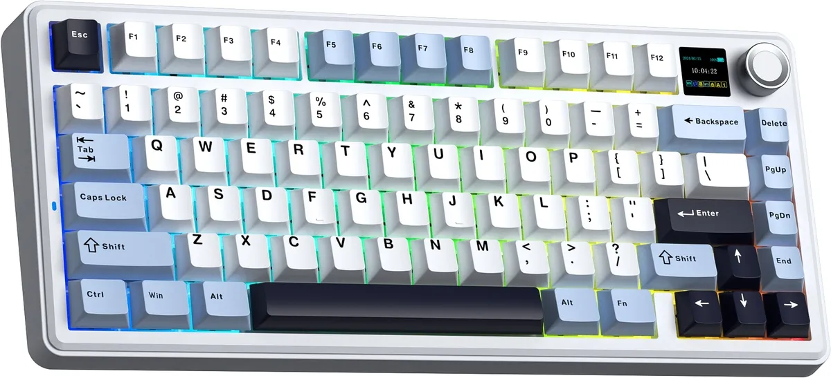 Клавіатура бездротова AULA F75 MAX Wireless Gasket Keyboard Reaper switch, 2.4G, BT, white, EN/UA - мініатюра 5