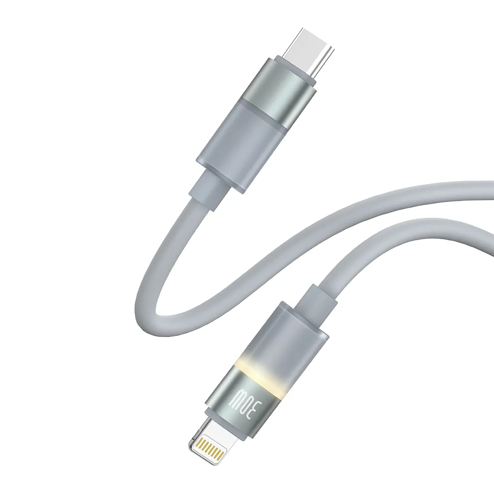 Кабель ColorWay USB Type-C - Lightning (M/M), warm light, 3А, 1 м, Grey (CW-CBPDCL092-GR)