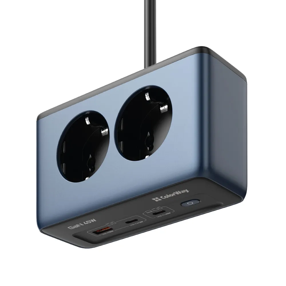 Фільтр живлення ColorWay CW-CHE25PDB 45W 2 розетки, 1xUSB-A 2xUSB-C, 2 м, синій - мініатюра 13