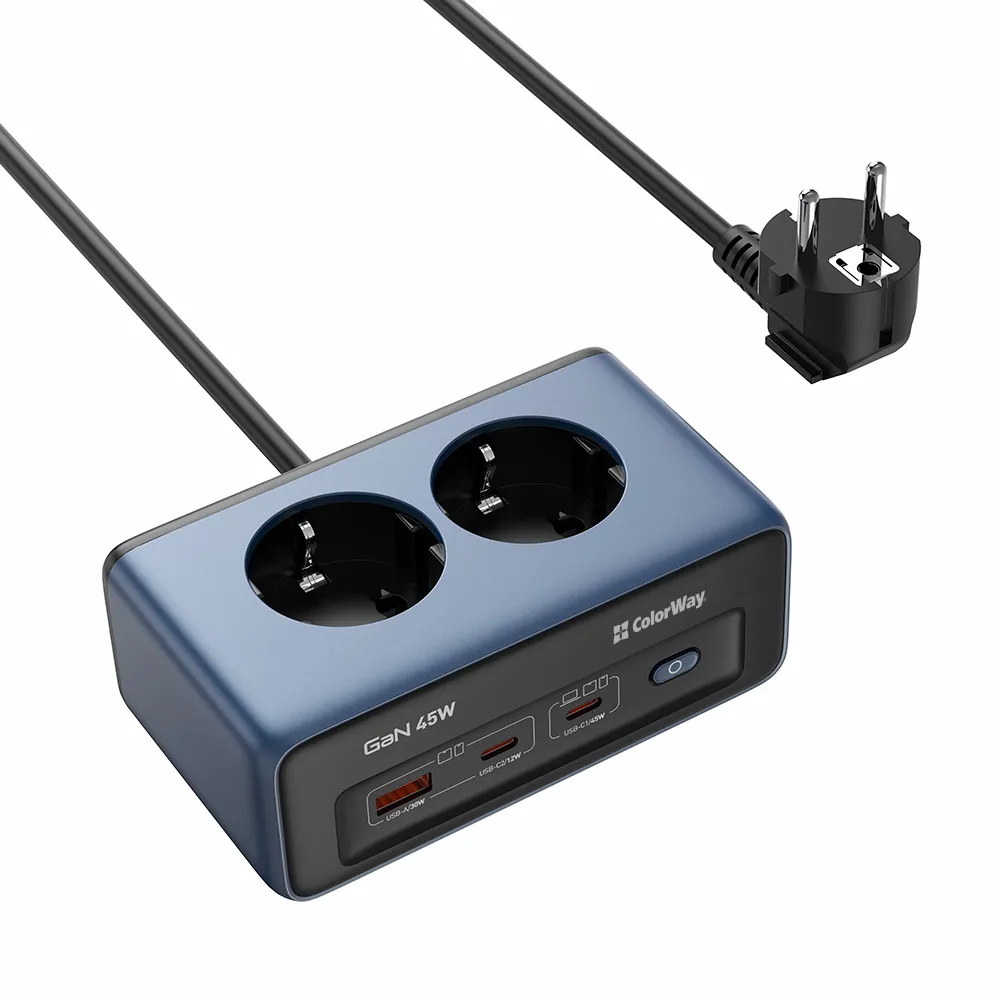 Фільтр живлення ColorWay CW-CHE25PDB 45W 2 розетки, 1xUSB-A 2xUSB-C, 2 м, синій - мініатюра 9