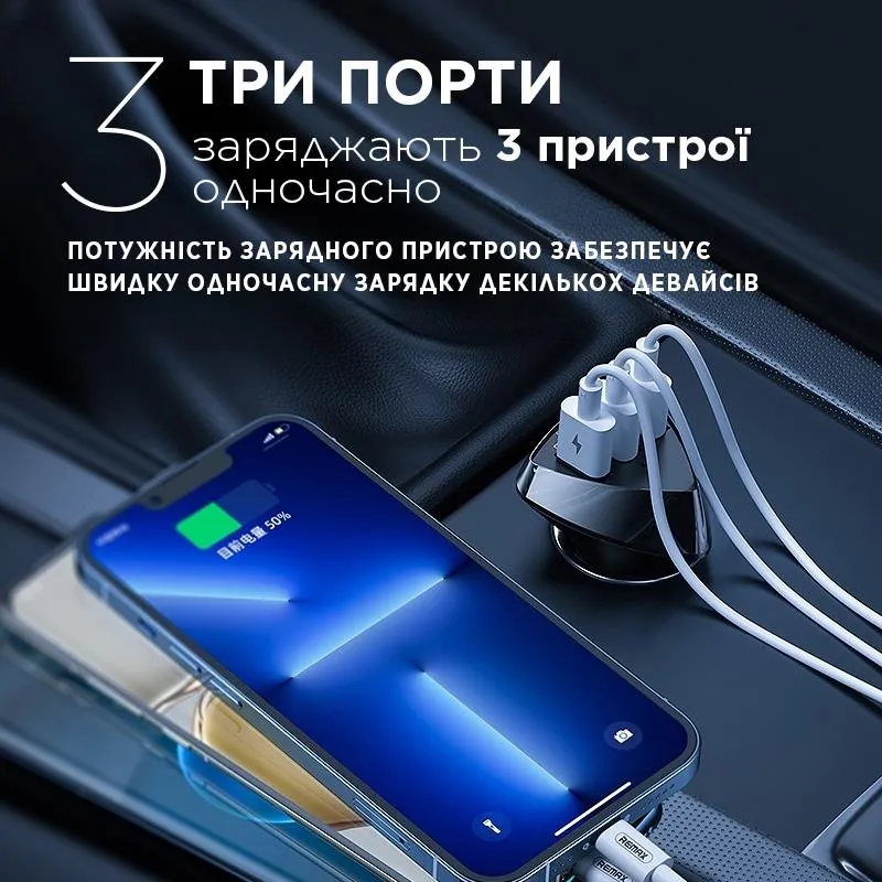 Автомобільний зарядний пристрій Remax Alien III Series 3xUSB 3.1A Black (RCC-322) - мініатюра 4