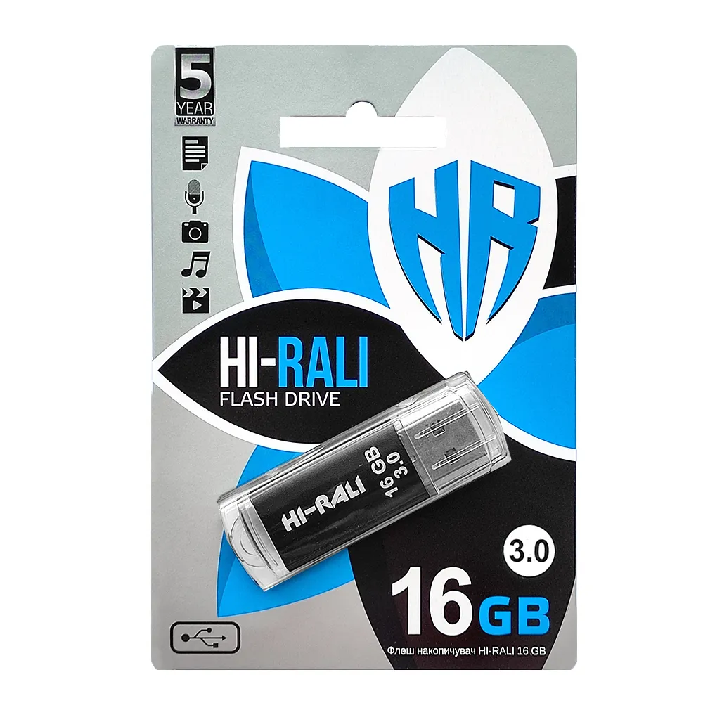 Флеш-накопичувач USB3.0 16GB Hi-Rali Rocket Series Black (HI-16GB3VCBK) - мініатюра 2