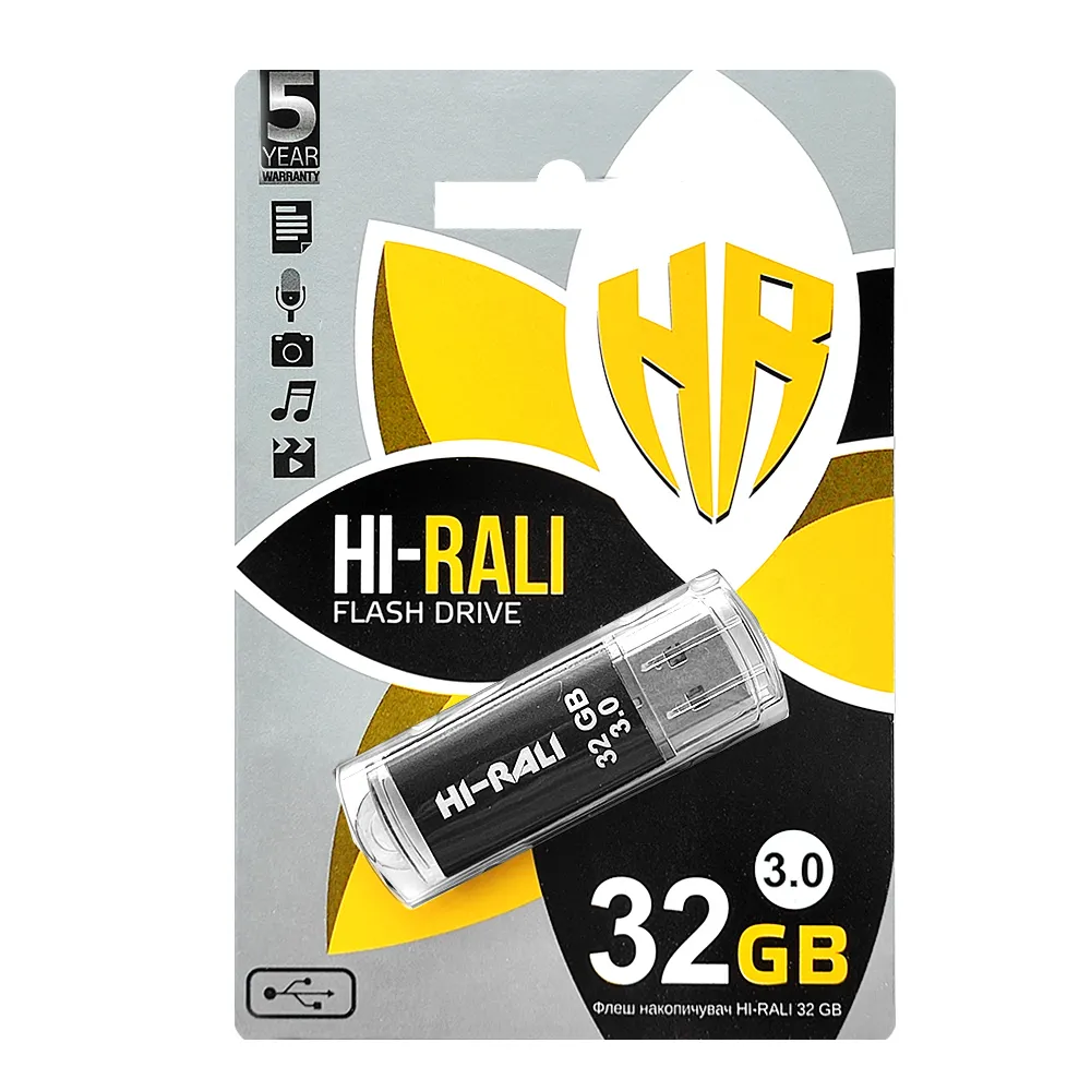 Флеш-накопичувач USB3.0 32GB Hi-Rali Rocket Series Black (HI-32GB3VCBK) - мініатюра 2