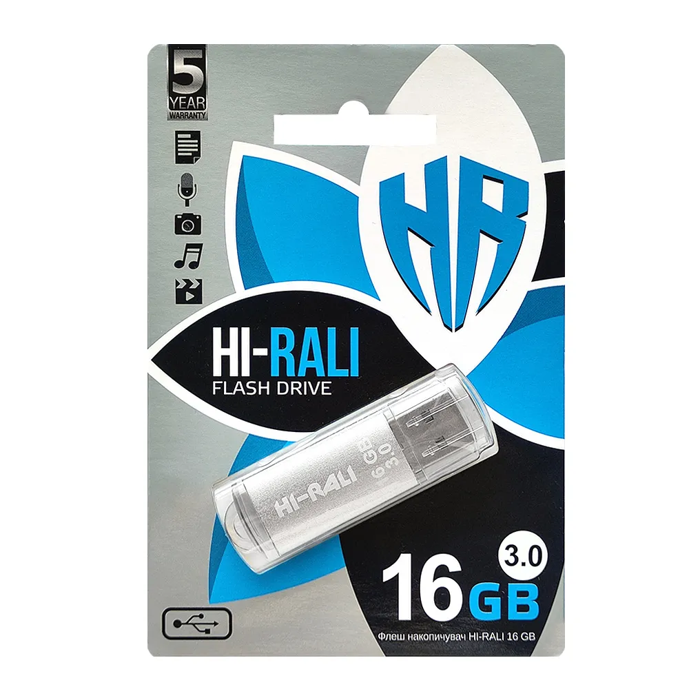 Флеш-накопичувач USB3.0 16GB Hi-Rali Rocket Series Silver (HI-16GB3VCSL) - мініатюра 2