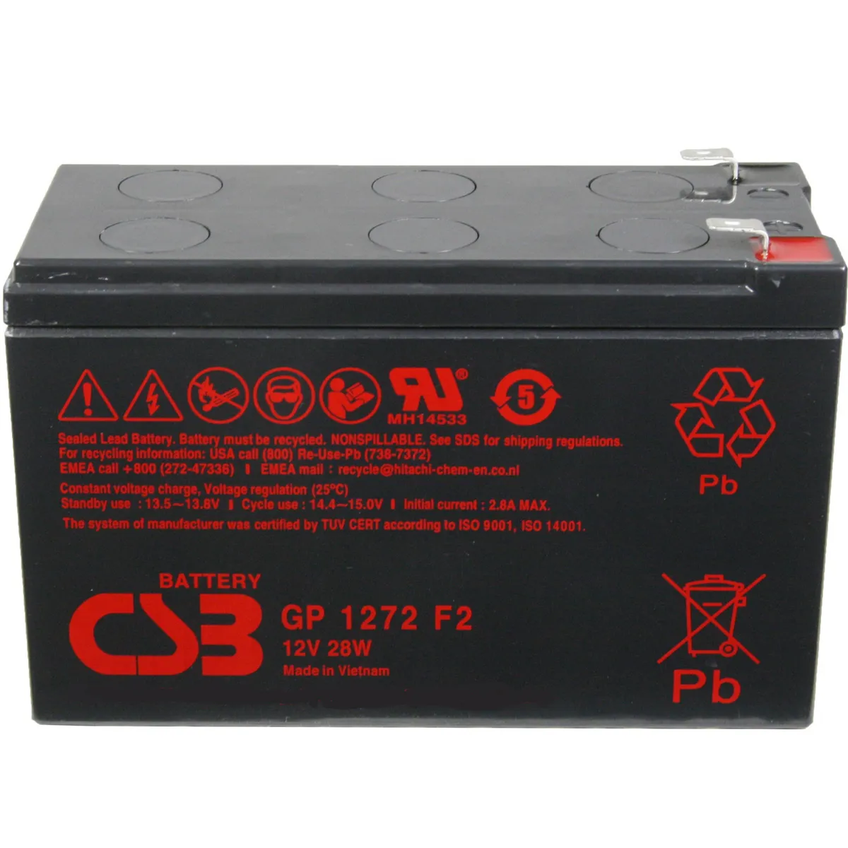 Акумуляторна батарея CSB 12V 7.2AH (GP1272, 28W) AGM - мініатюра 3