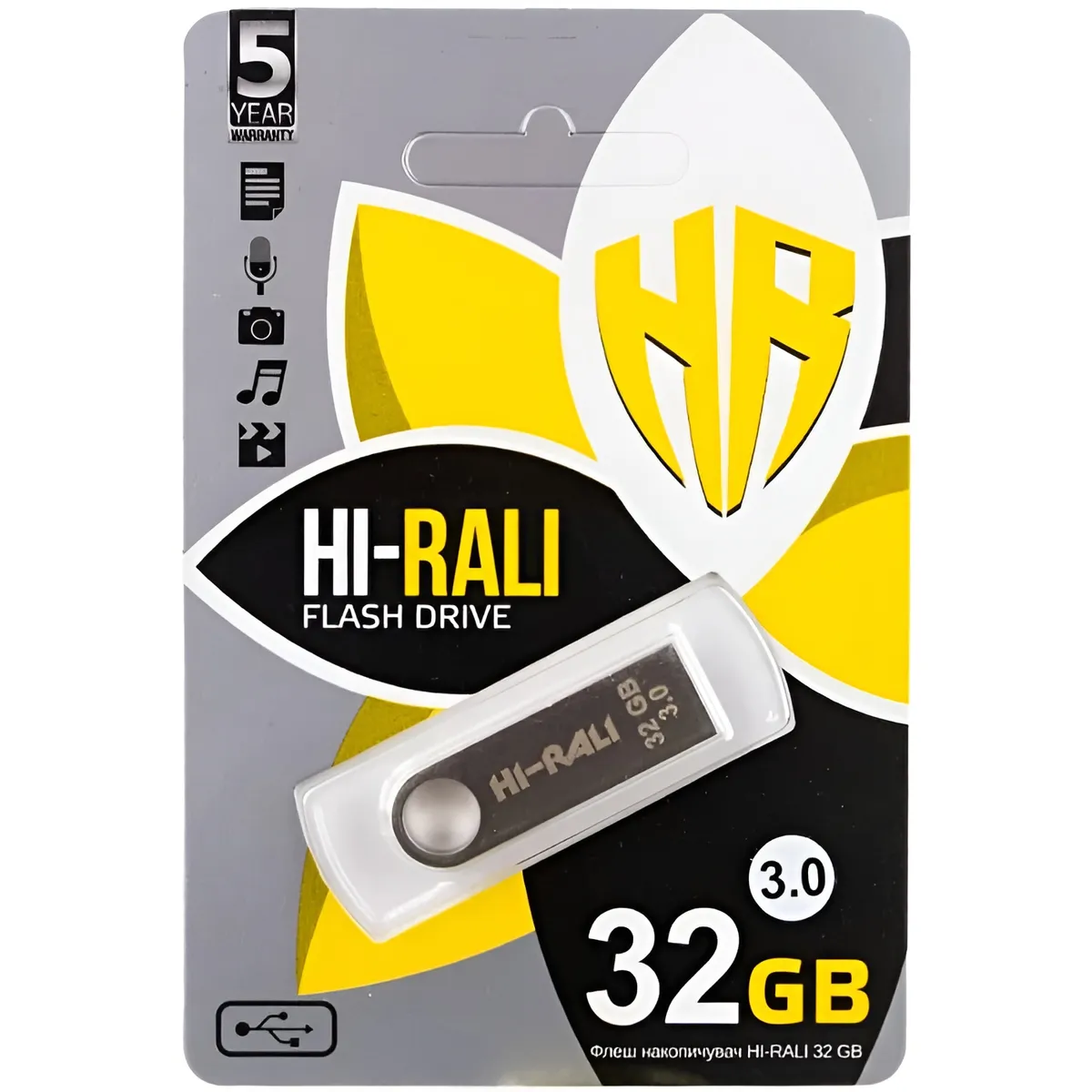 Флеш-накопичувач USB3.0 32GB Hi-Rali Shuttle Series Silver (HI-32GB3SHSL) - мініатюра 2
